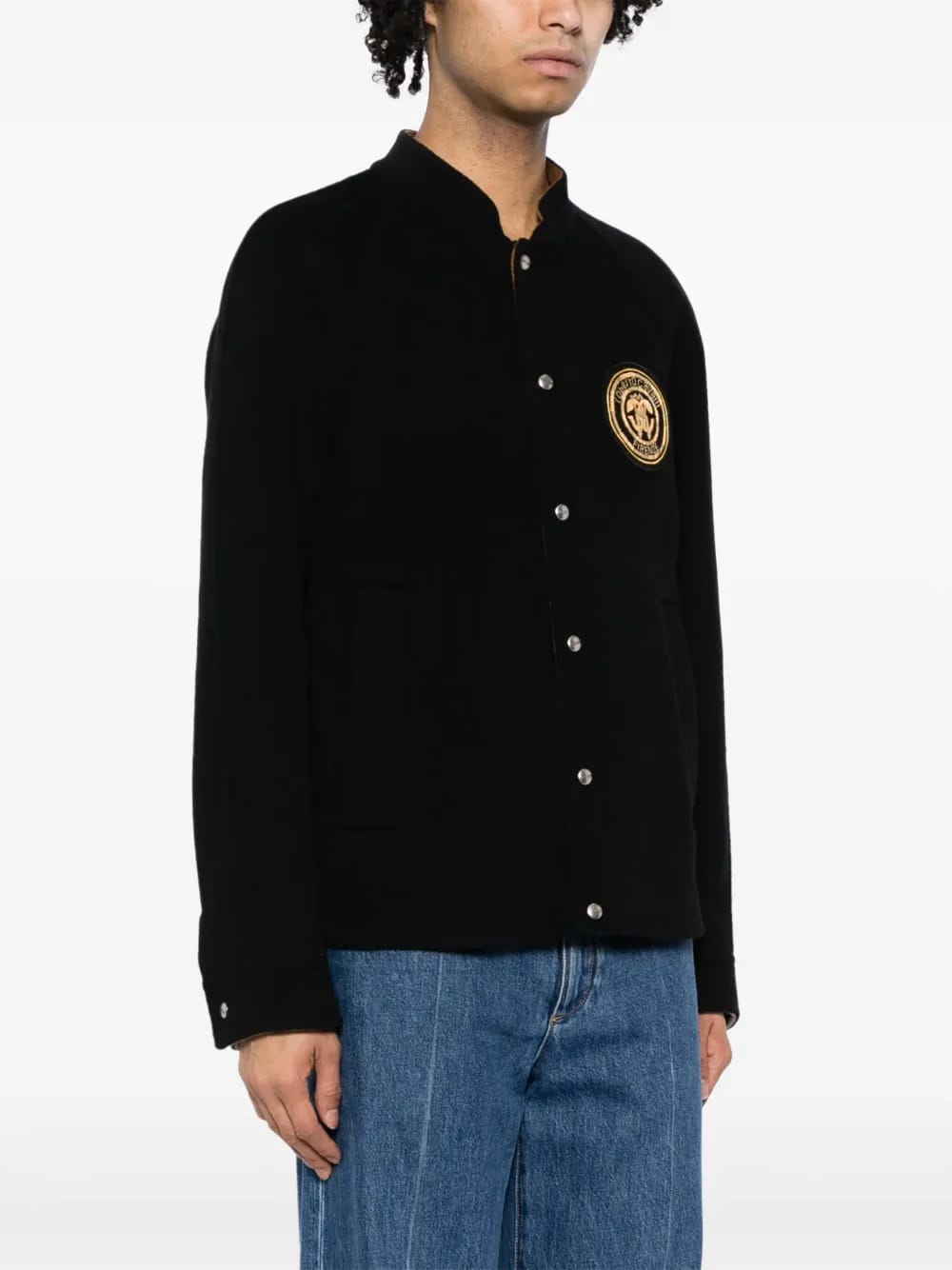 logo-embroidered wool bomber jacket