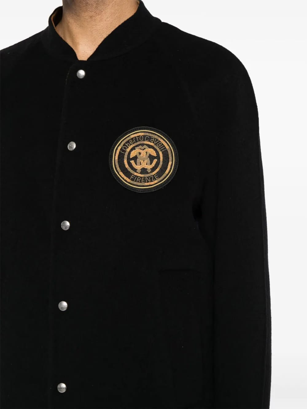 logo-embroidered wool bomber jacket