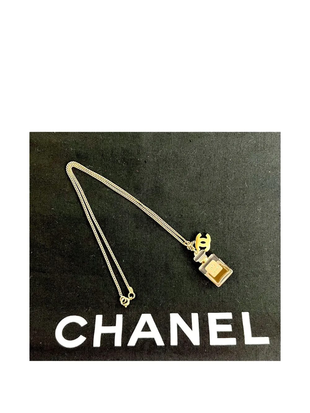 2005 CC Gold Plated No 5 Perfume Bottle Pendant Necklace costume necklace