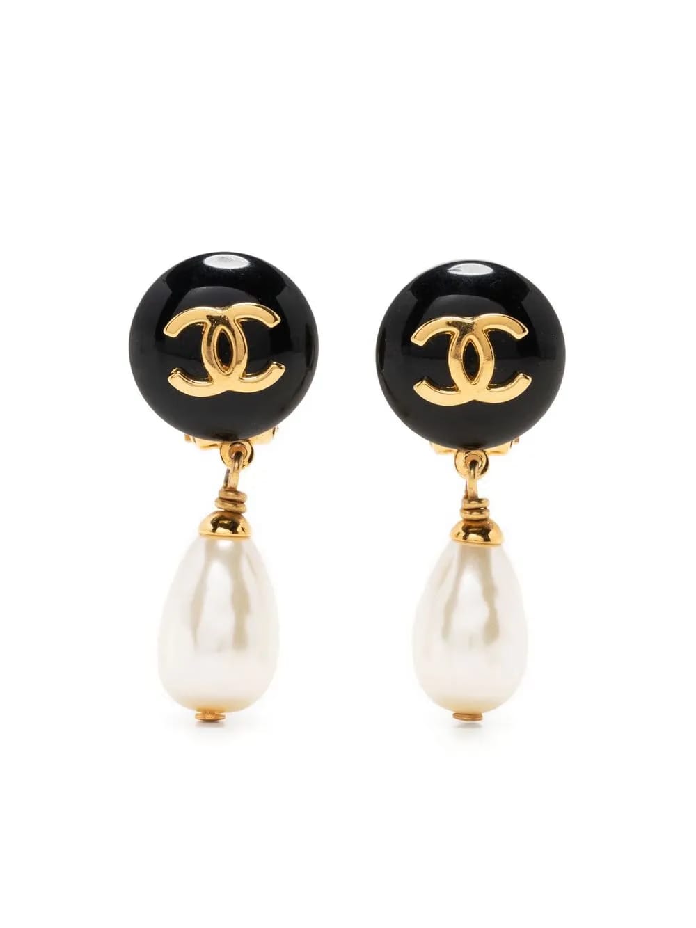1997 CC pearl-embellished clip-on earrings