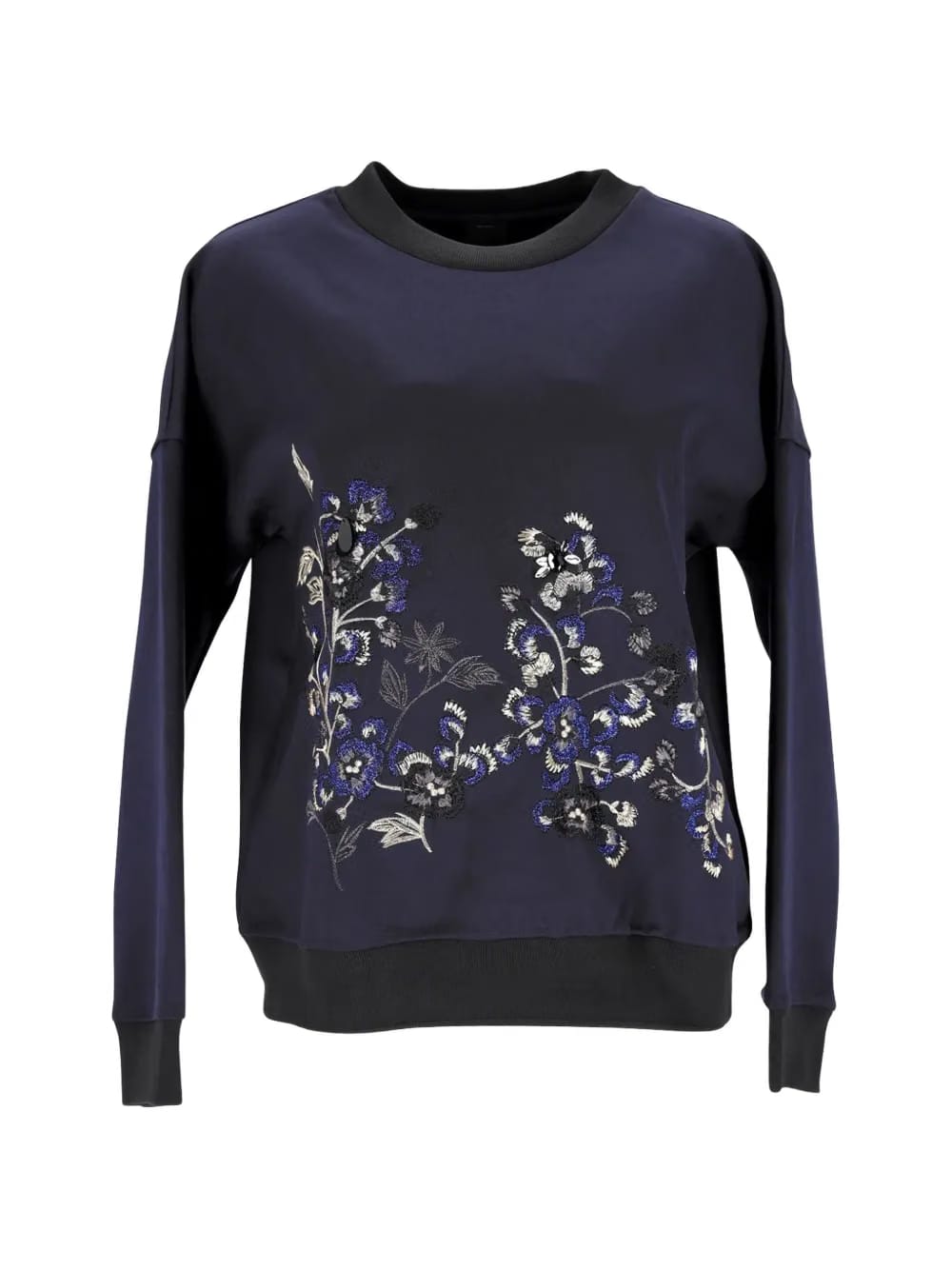 floral-embroidered sweatshirt
