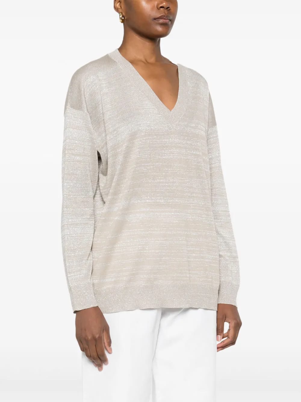 metallic-threading sweater