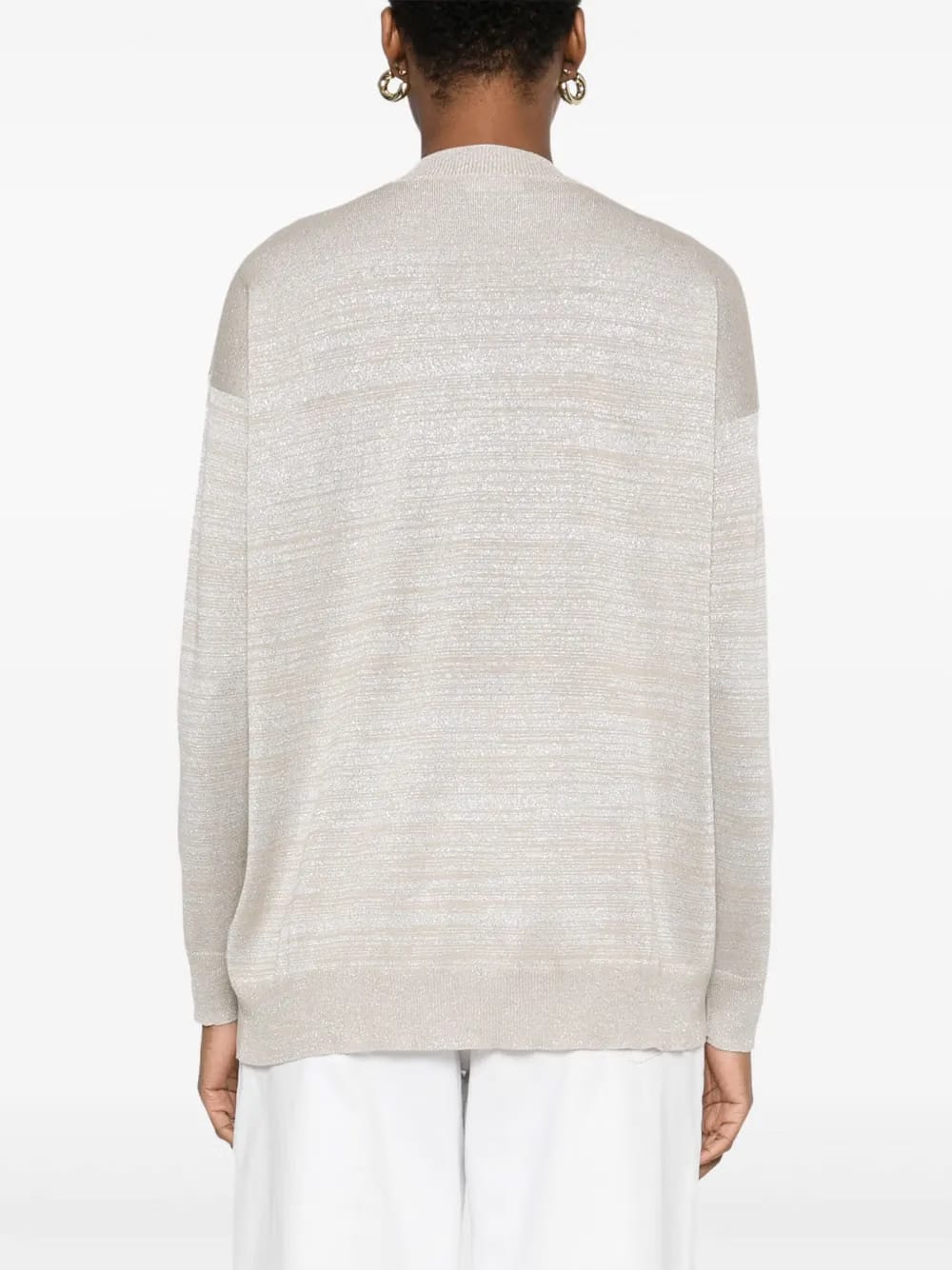 metallic-threading sweater
