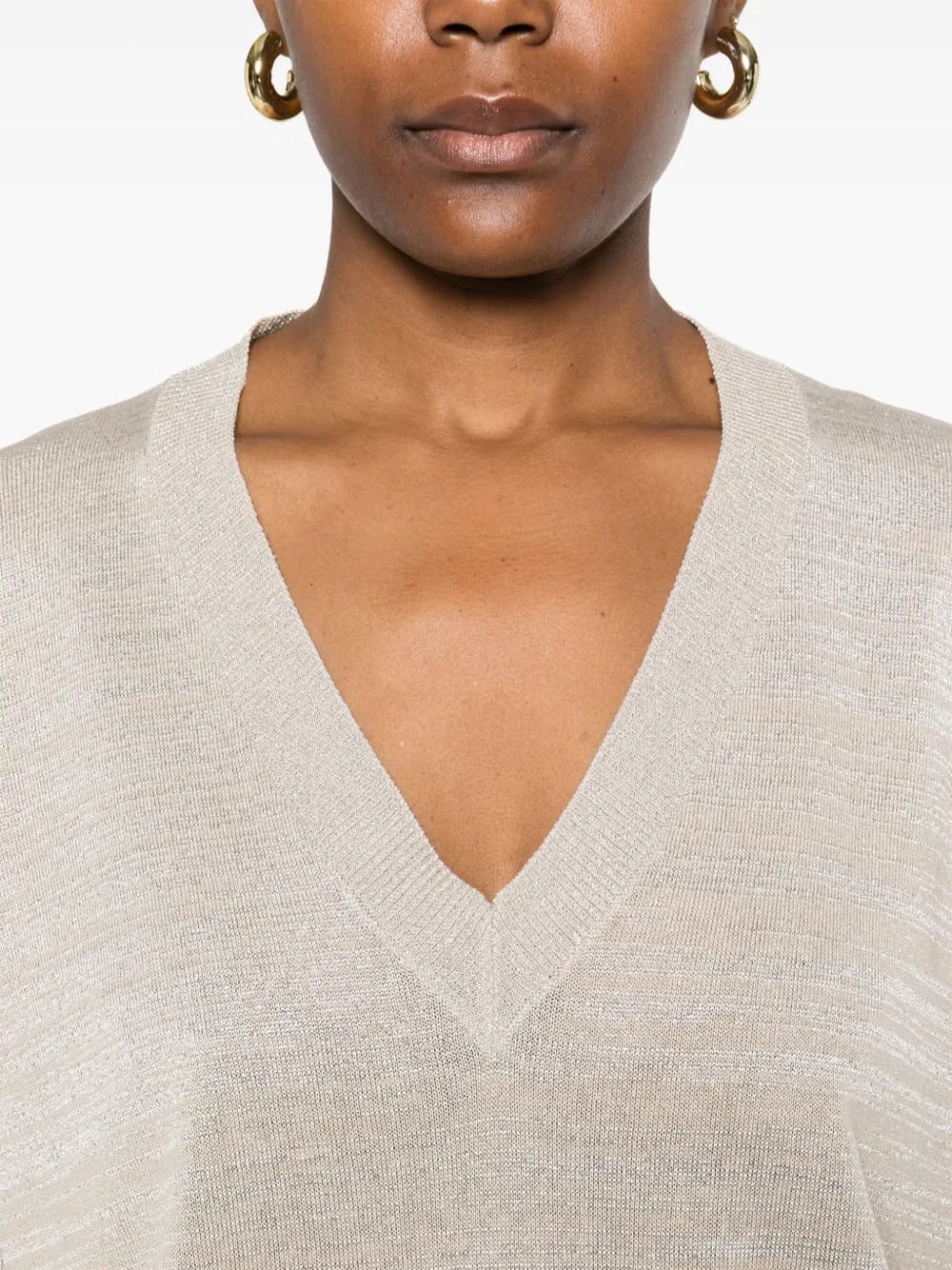 metallic-threading sweater