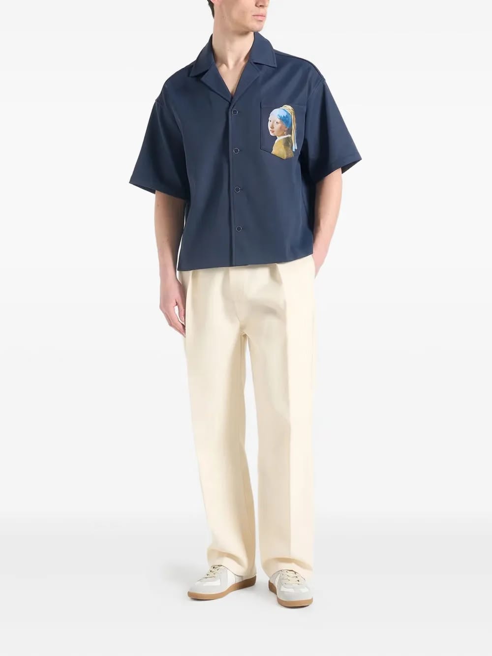 Stephane printed boxy-fit blue shirt
