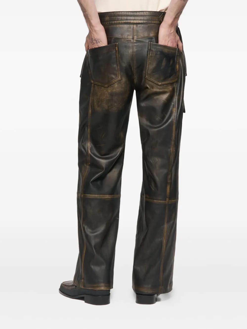 leather moto cargo trousers