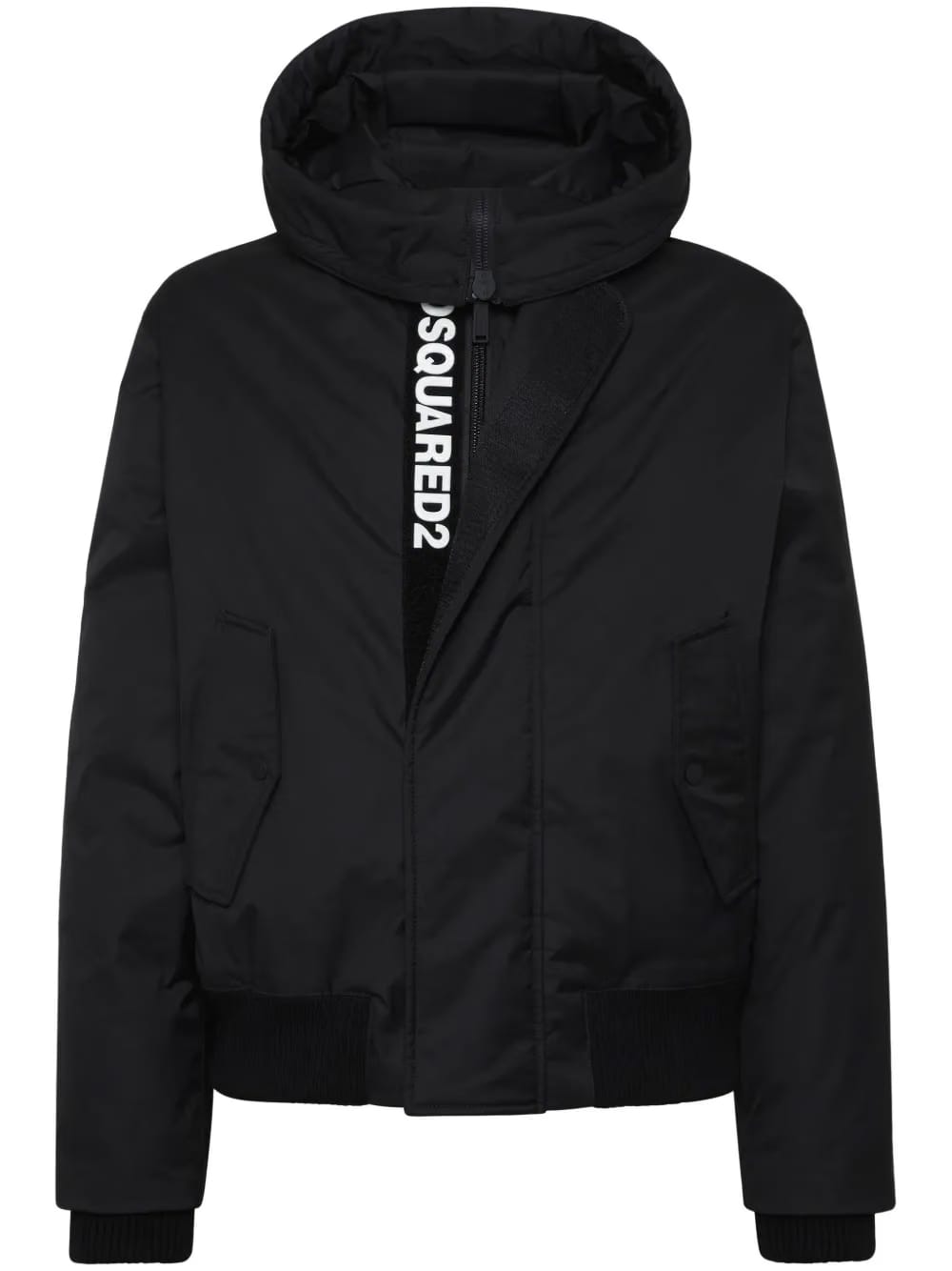 concealed logo-print padded jacket