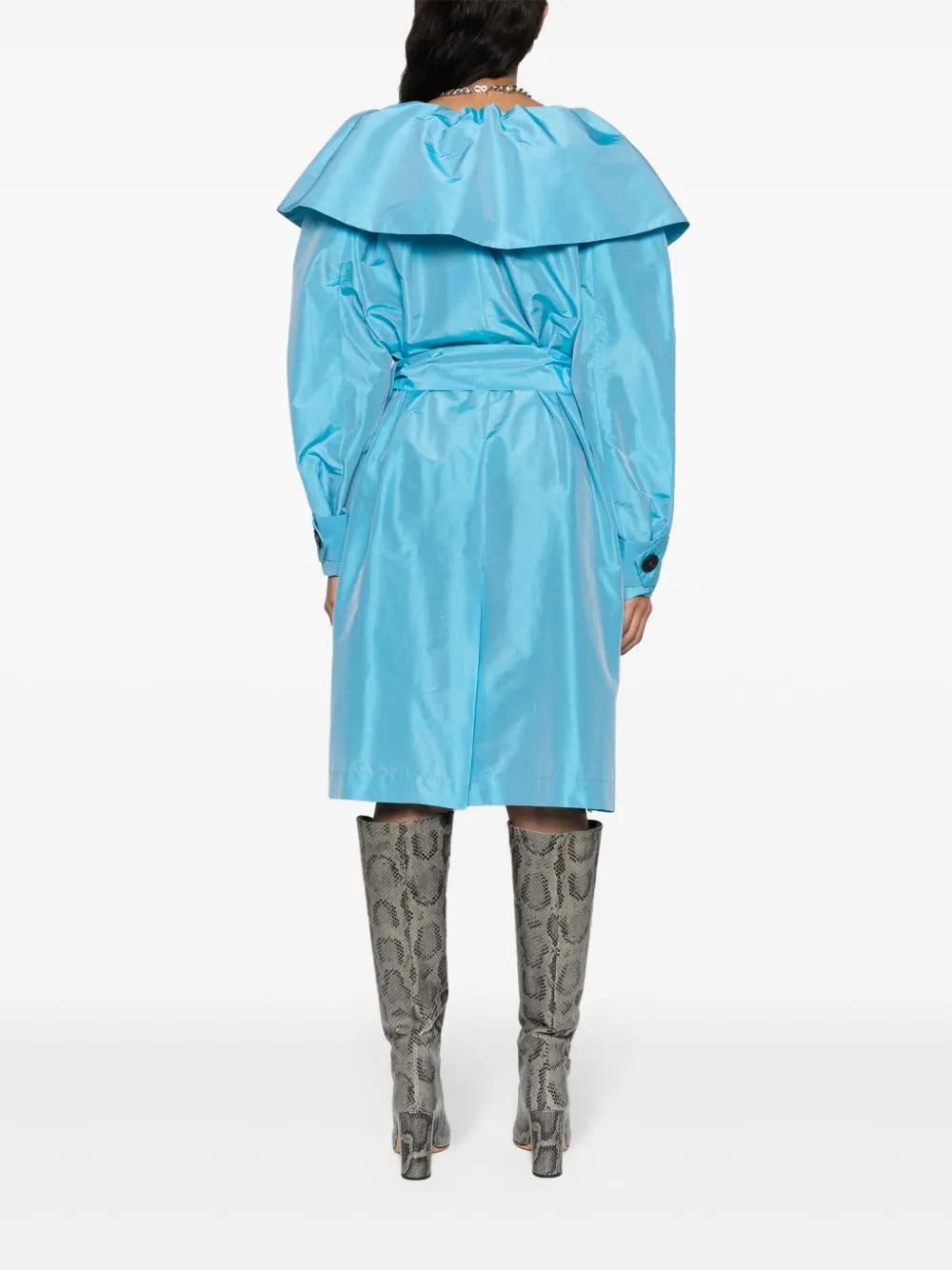 belted taffeta trench coat
