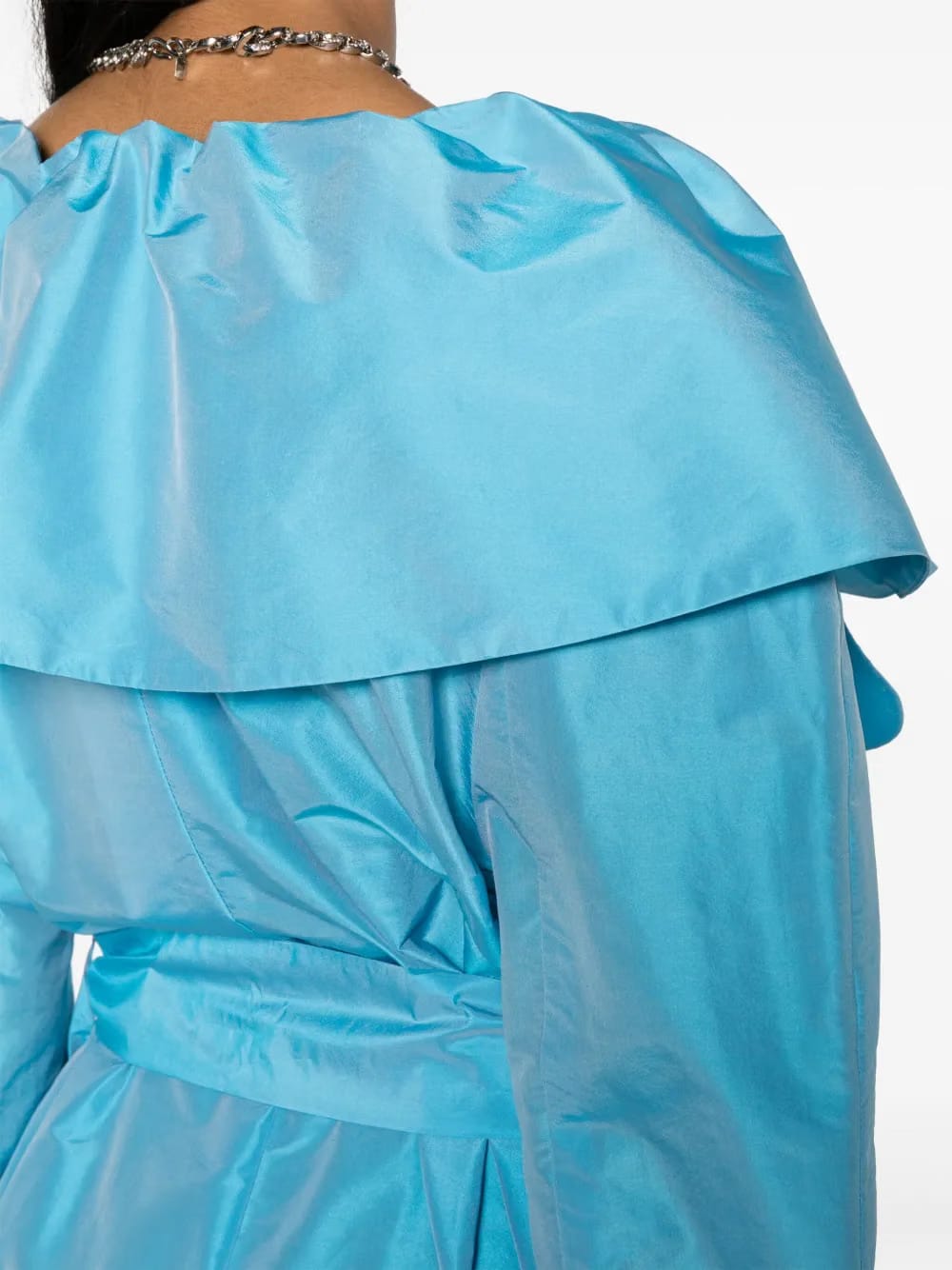 belted taffeta trench coat