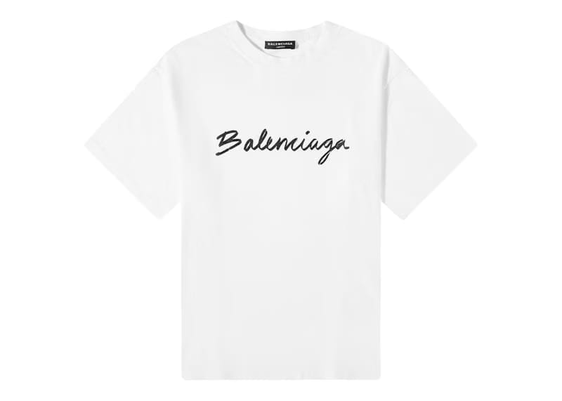 Balenciaga Script Logo T-Shirt White/Black