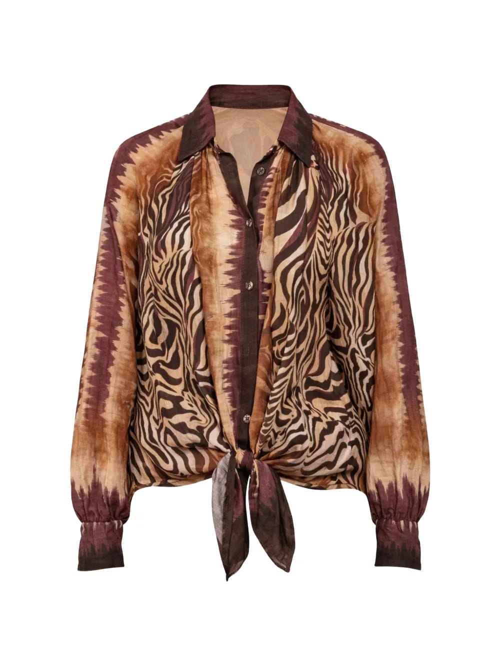 tie-front printed shirt