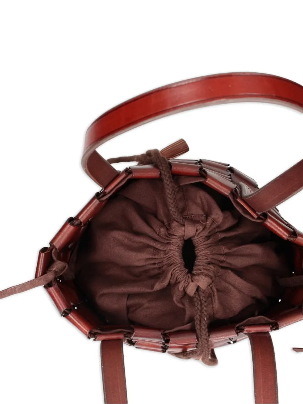 woven drawstring bucket bag