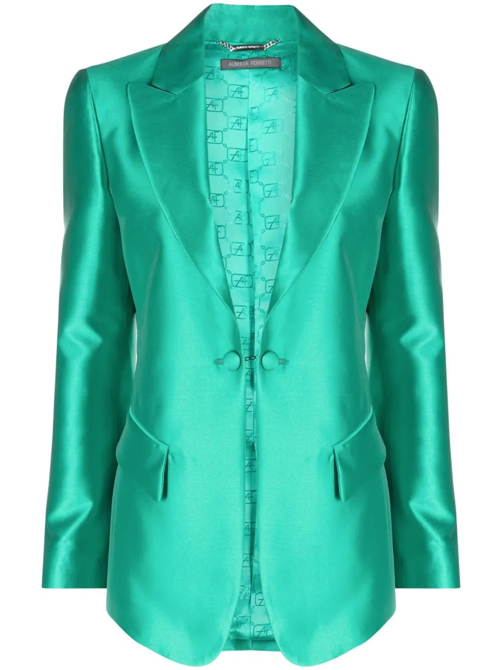 satin-trim single-breasted blazer