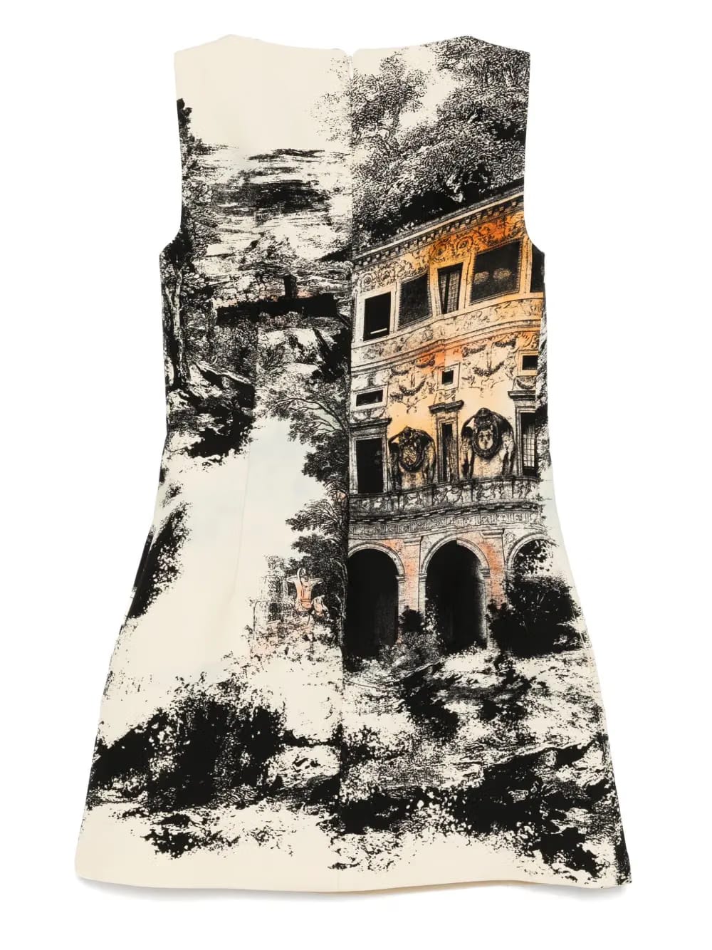 Landscape print sleeveless dress