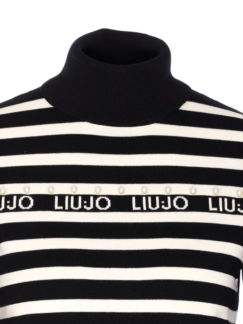 pearl-embellished striped sweater