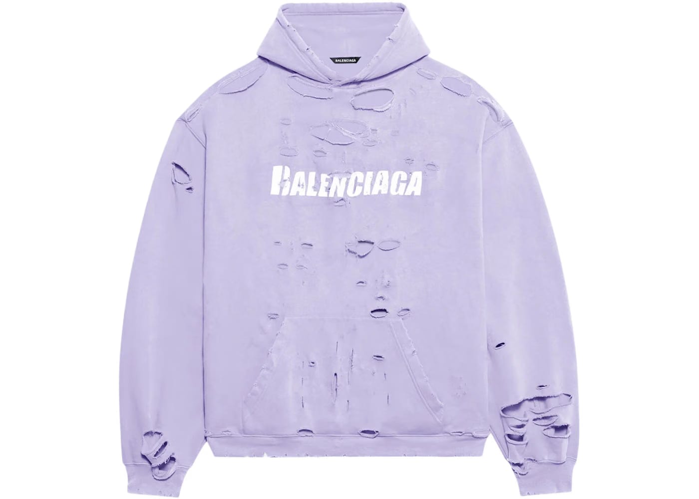 Balenciaga Caps Destroyed Oversize Fit Hoodie Light Purple/White