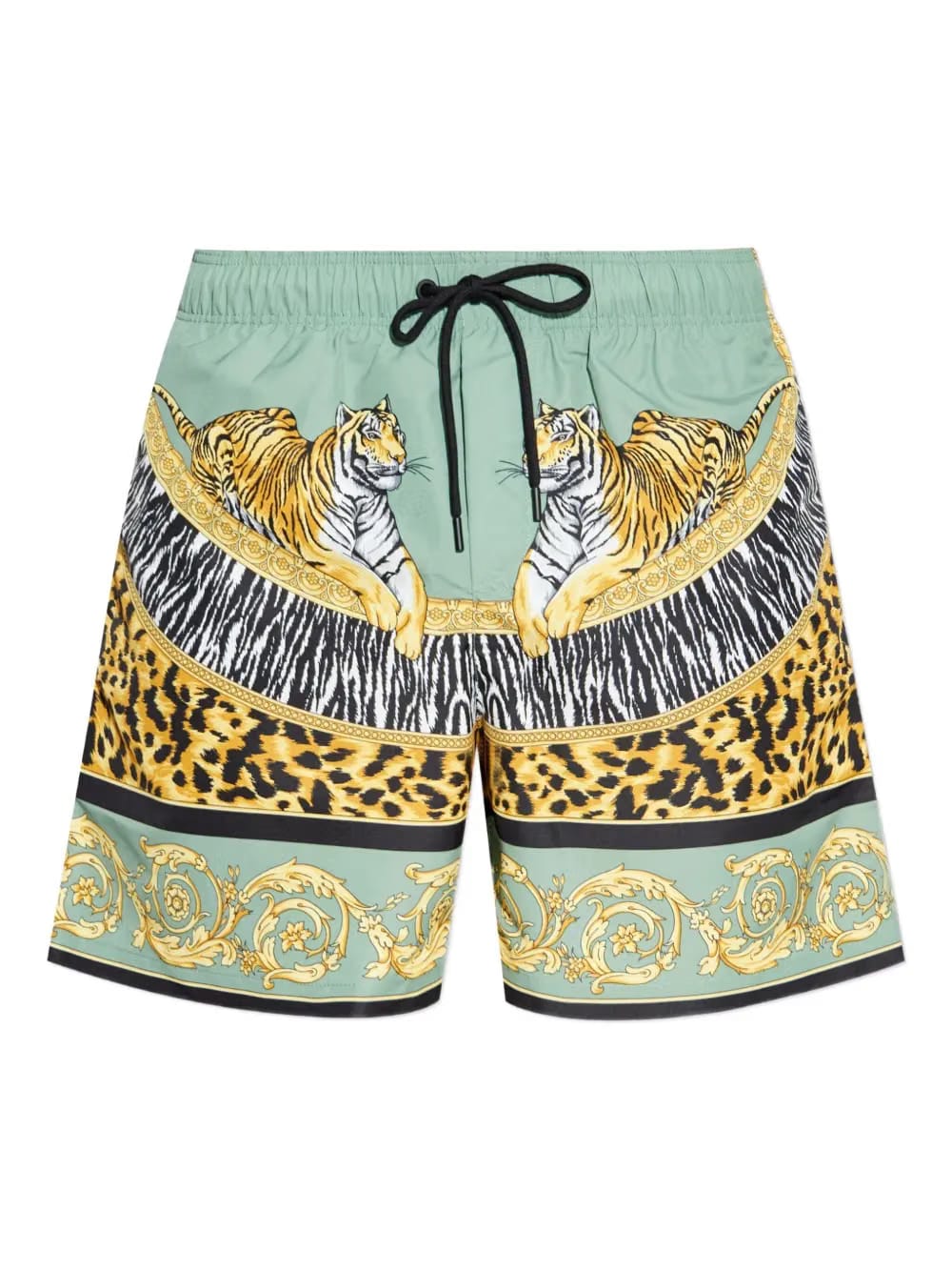 tiger-print drawstring swim shorts