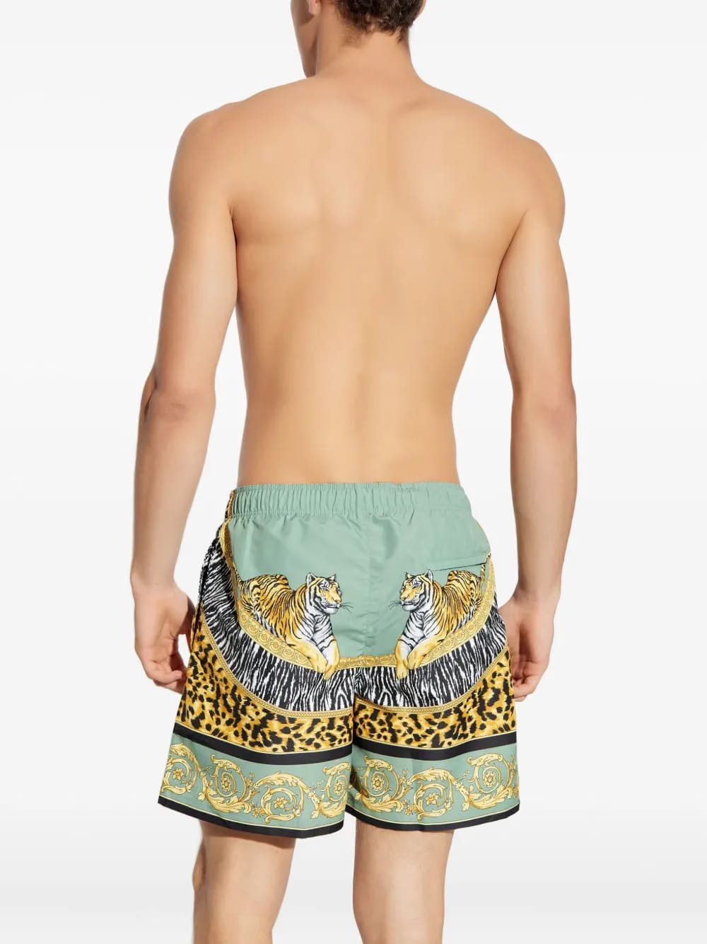 tiger-print drawstring swim shorts