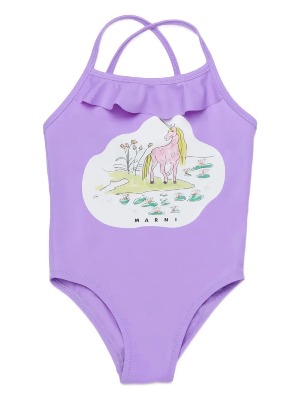 ruffled graphic swimsuit