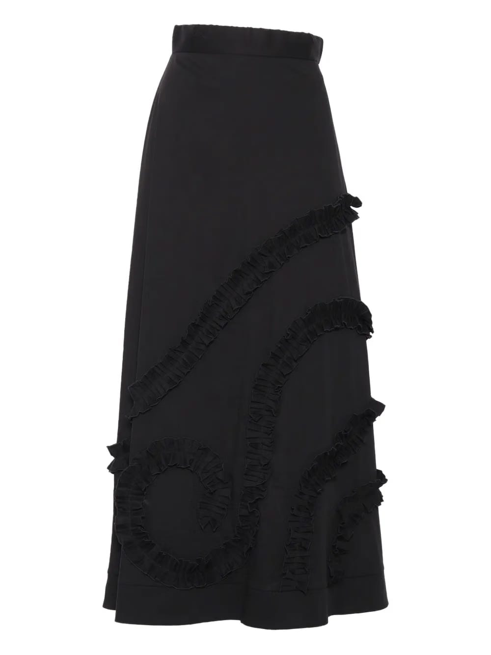pleated ruffled midi skirt