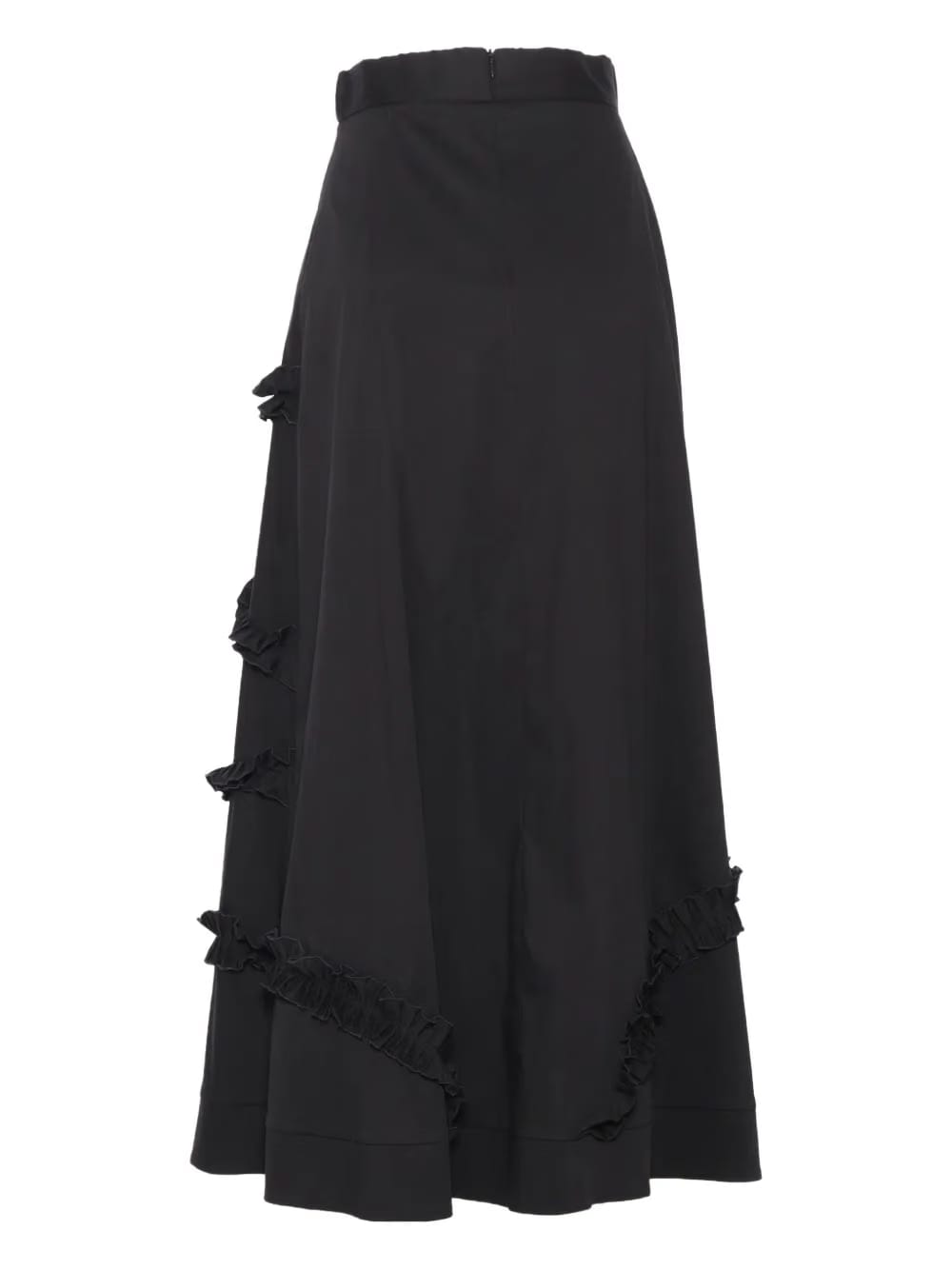 pleated ruffled midi skirt
