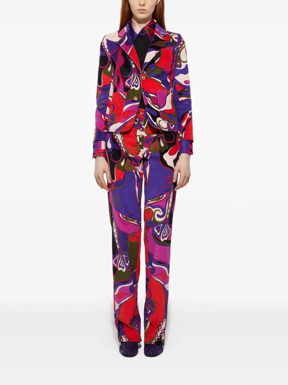 Orchidee print velvet jacket