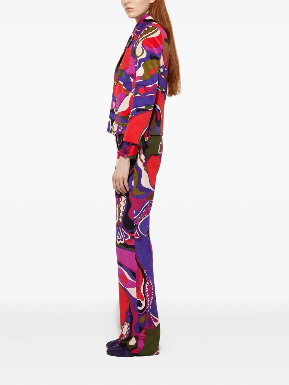 Orchidee print velvet jacket