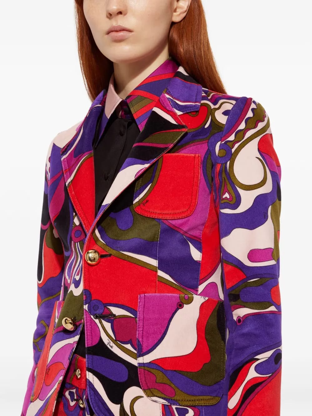 Orchidee print velvet jacket