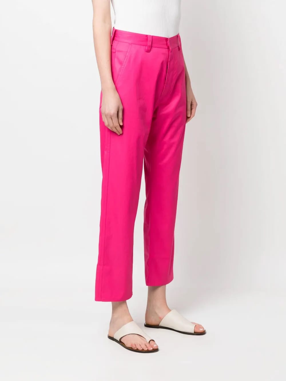 straight-leg cropped cotton trousers