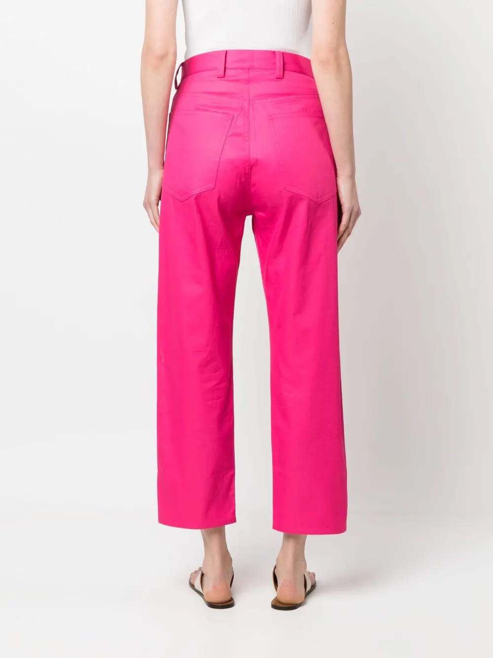 straight-leg cropped cotton trousers