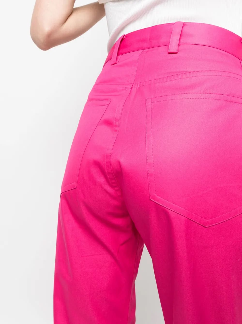 straight-leg cropped cotton trousers
