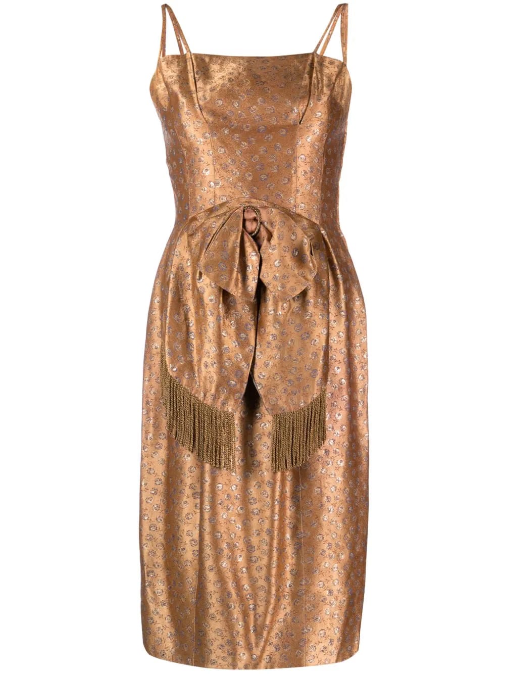 1950s patterned-jacquard silk dress