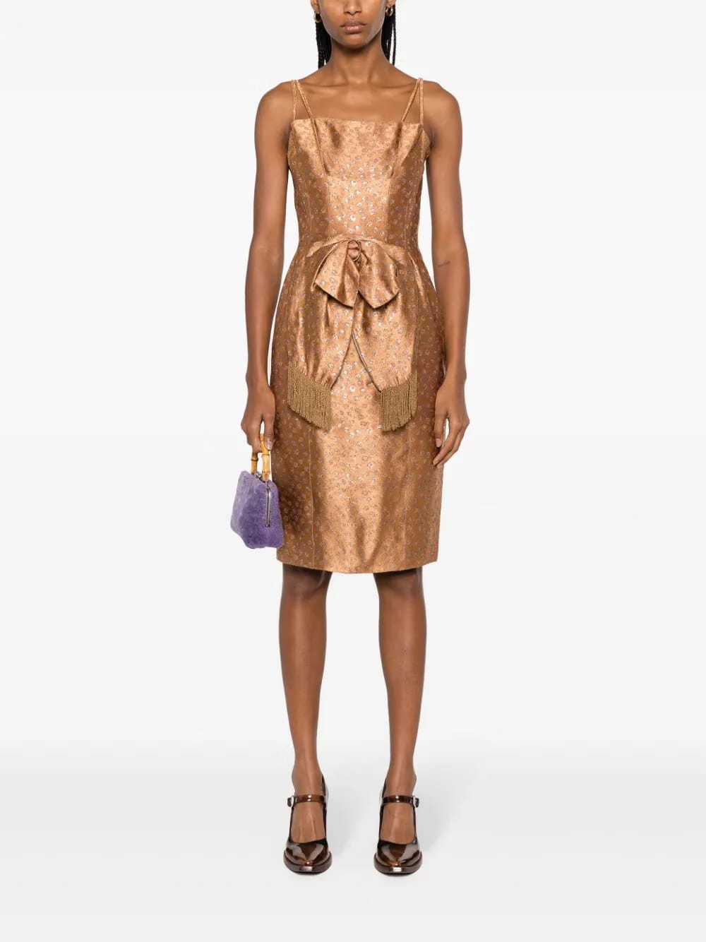 1950s patterned-jacquard silk dress