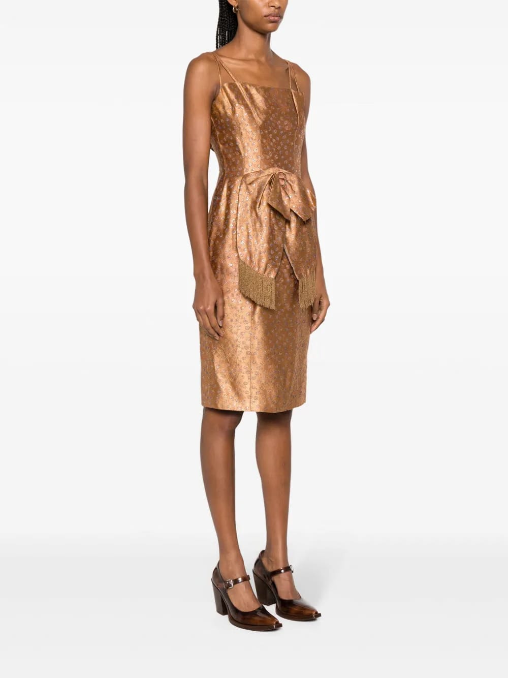 1950s patterned-jacquard silk dress