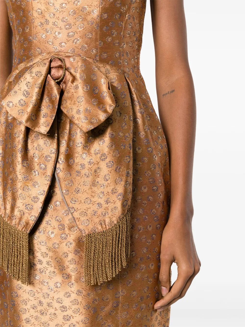 1950s patterned-jacquard silk dress