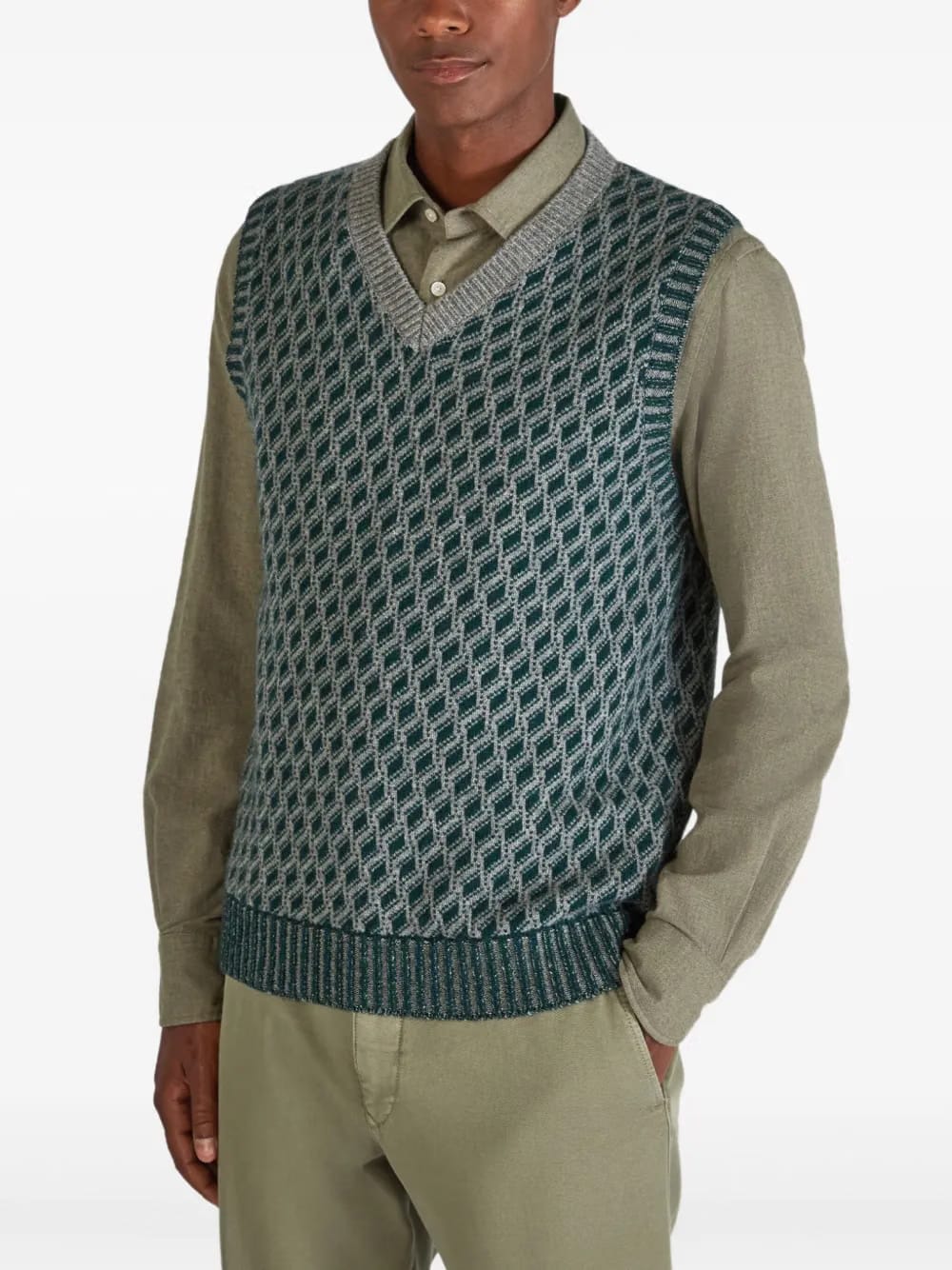 jacquard wool vest