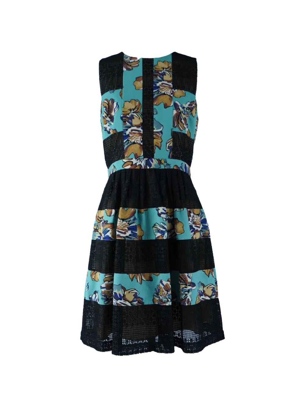 laced floral-print dress