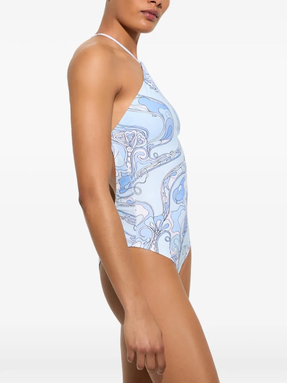 Orchidee-print cross-strap swimsuit