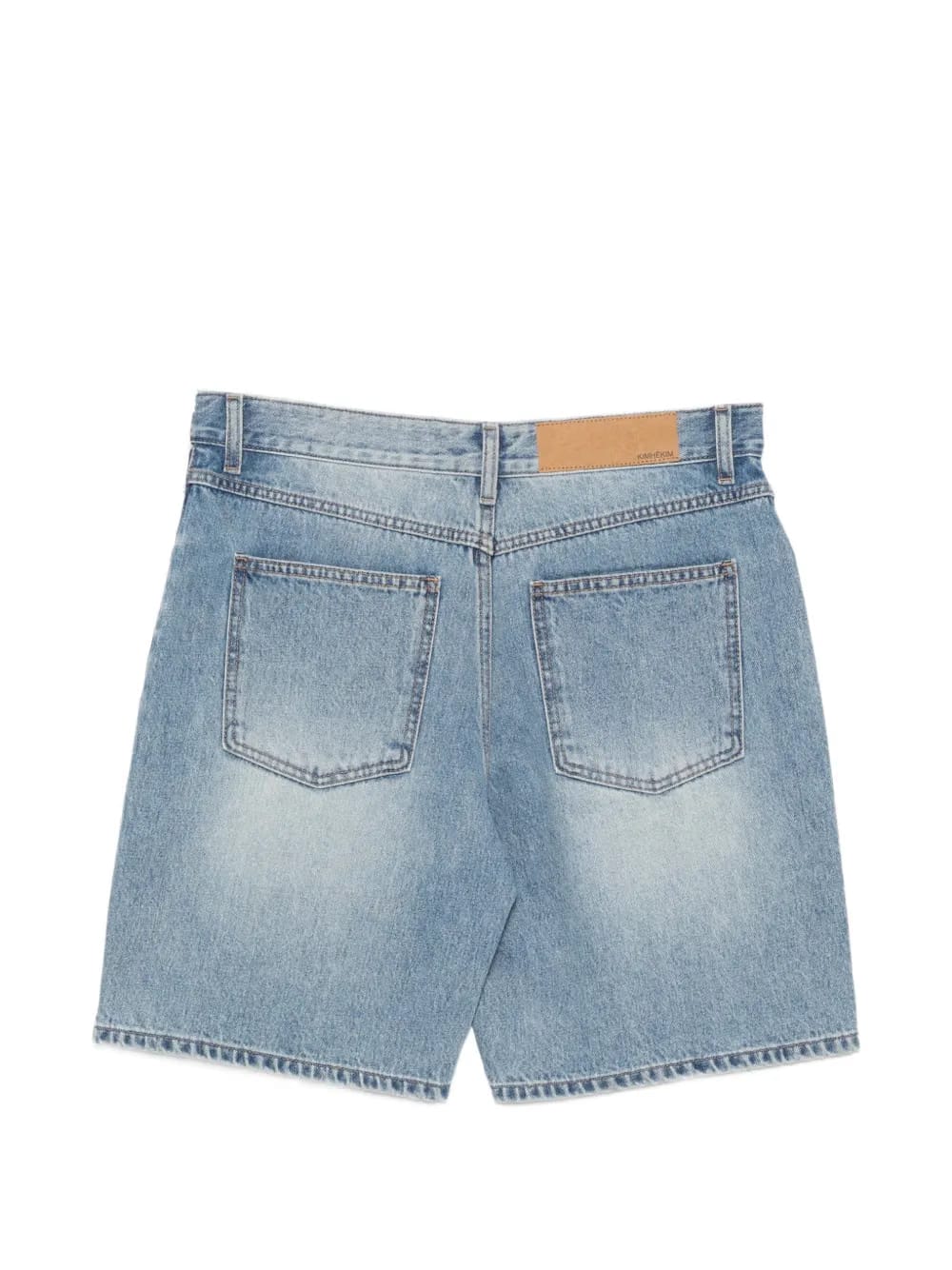 faux-pearl embellished denim shorts