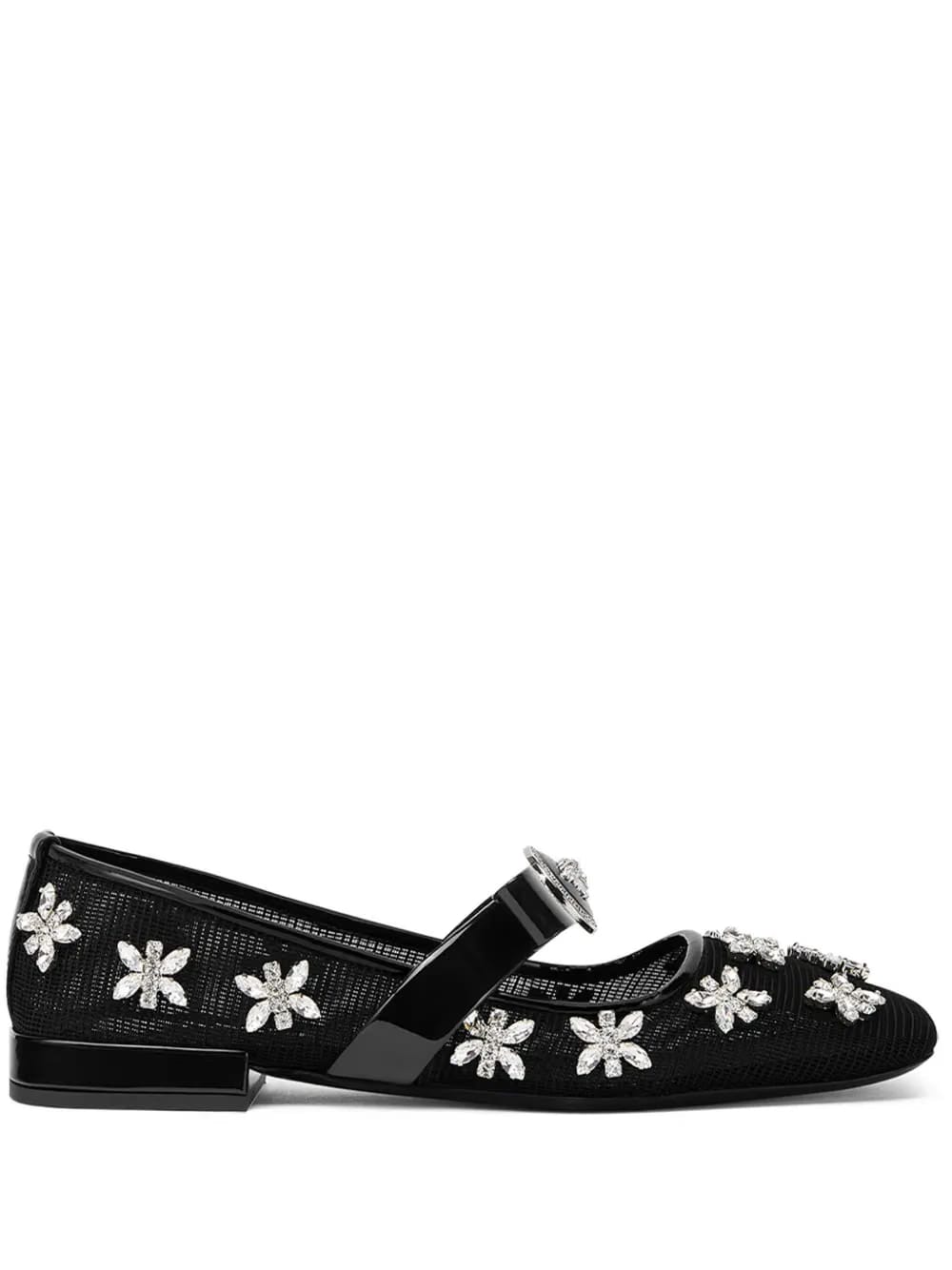 Gianni Ribbon crystal-embellishment ballerina shoes