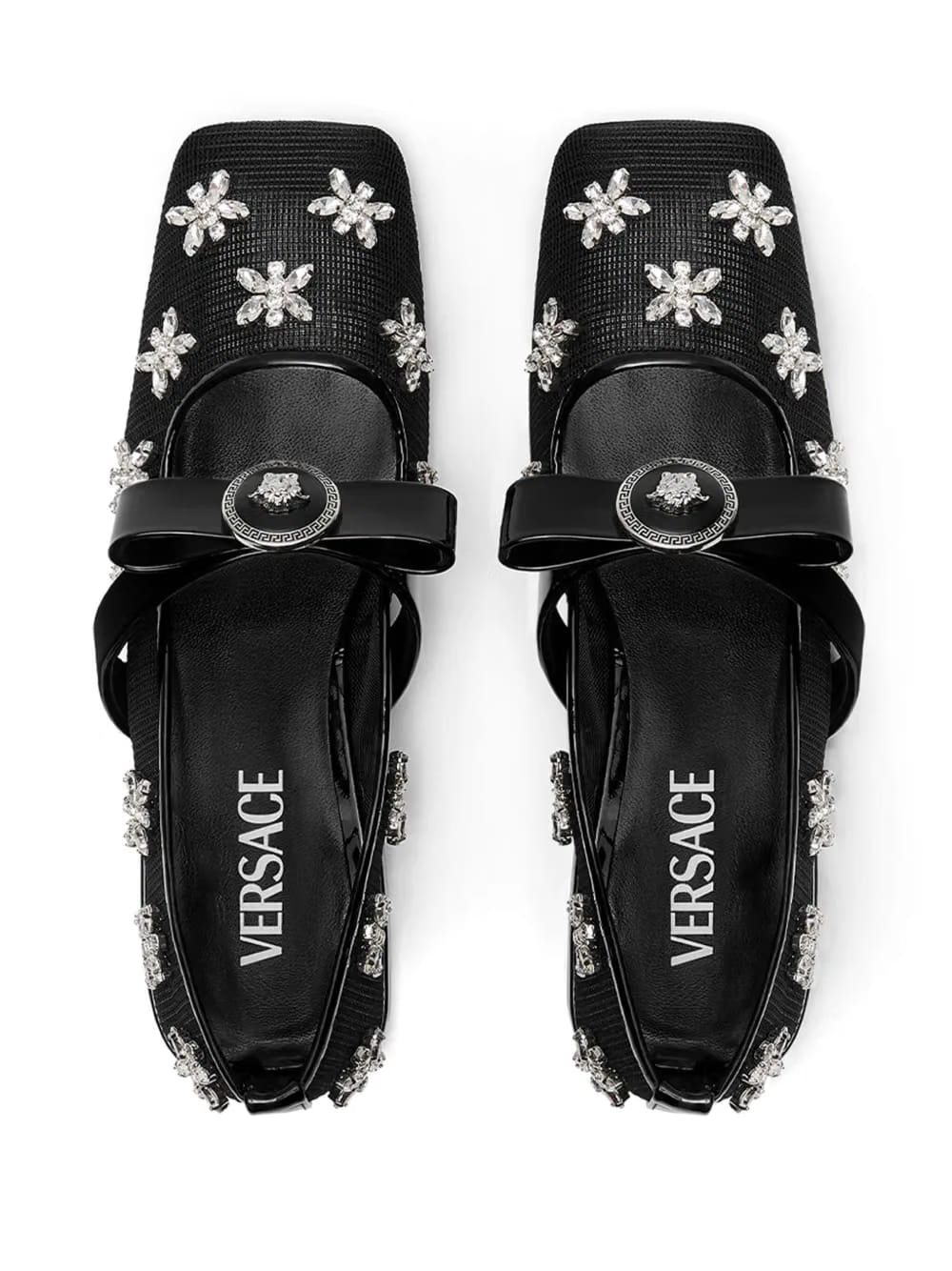 Gianni Ribbon crystal-embellishment ballerina shoes