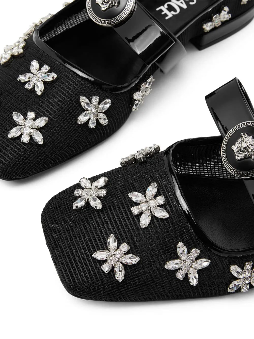Gianni Ribbon crystal-embellishment ballerina shoes