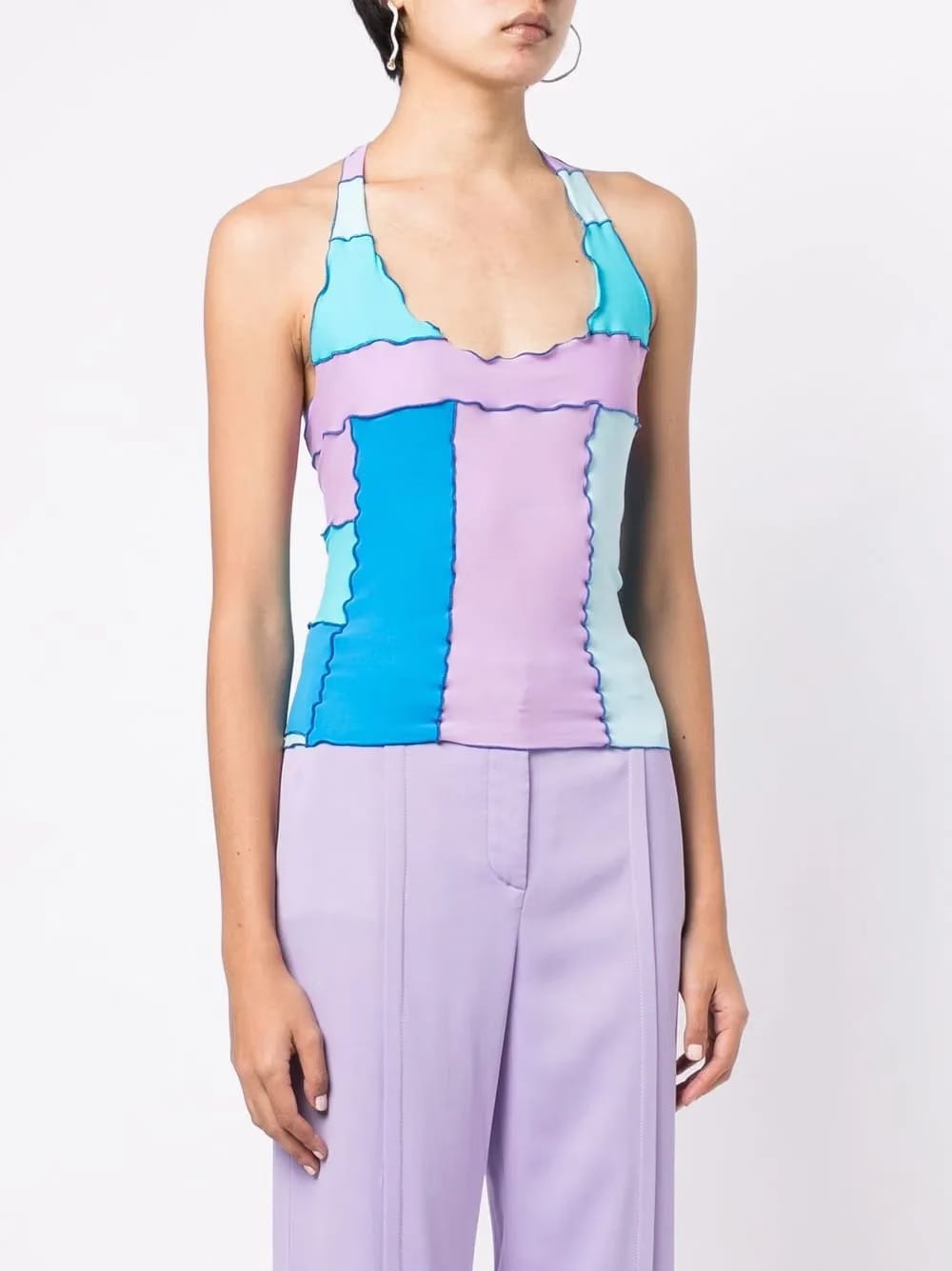 colour-block halter-neck top