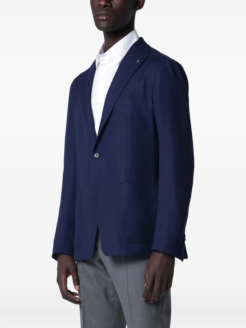 blue single-breasted blazer