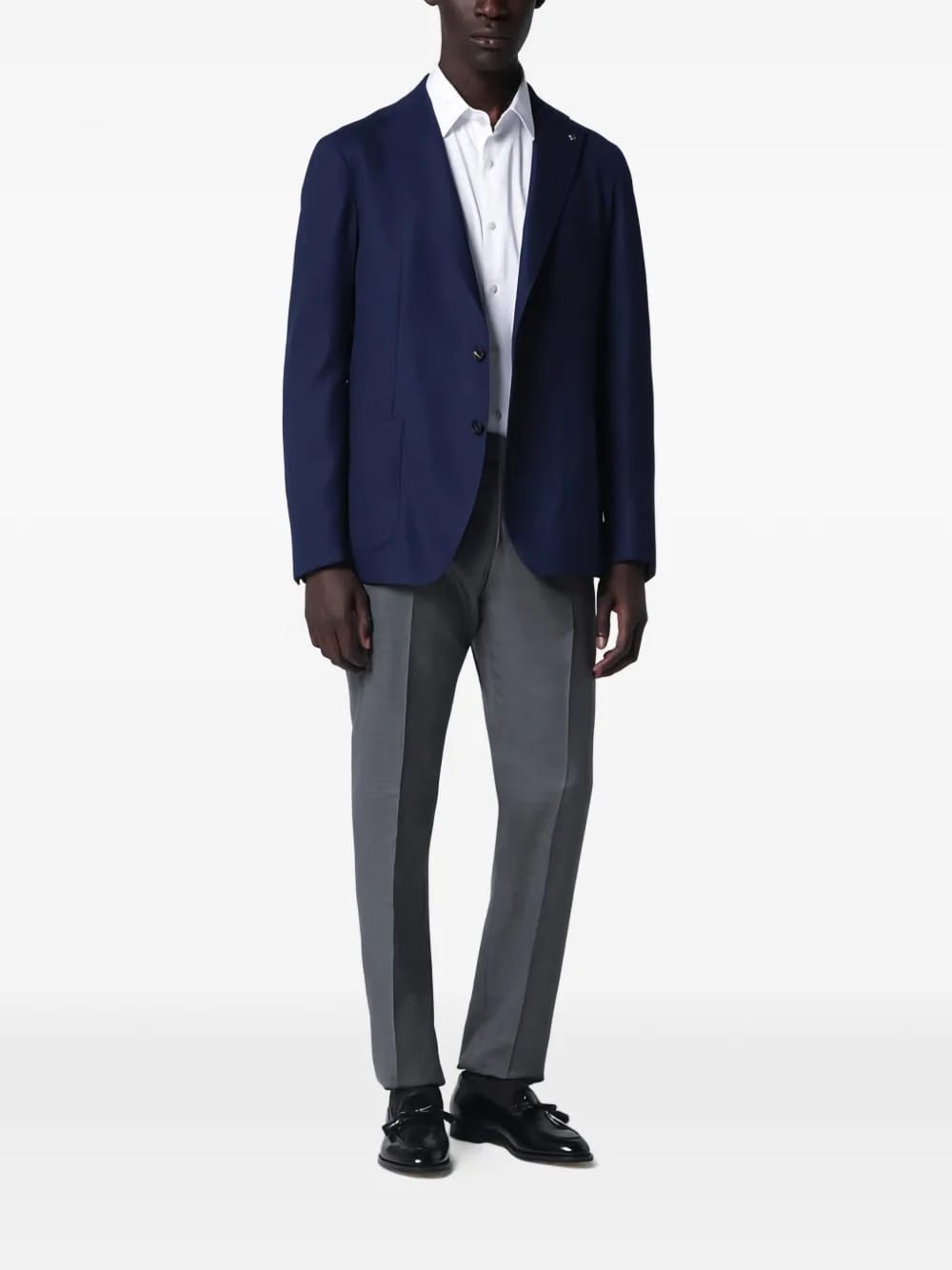 blue single-breasted blazer