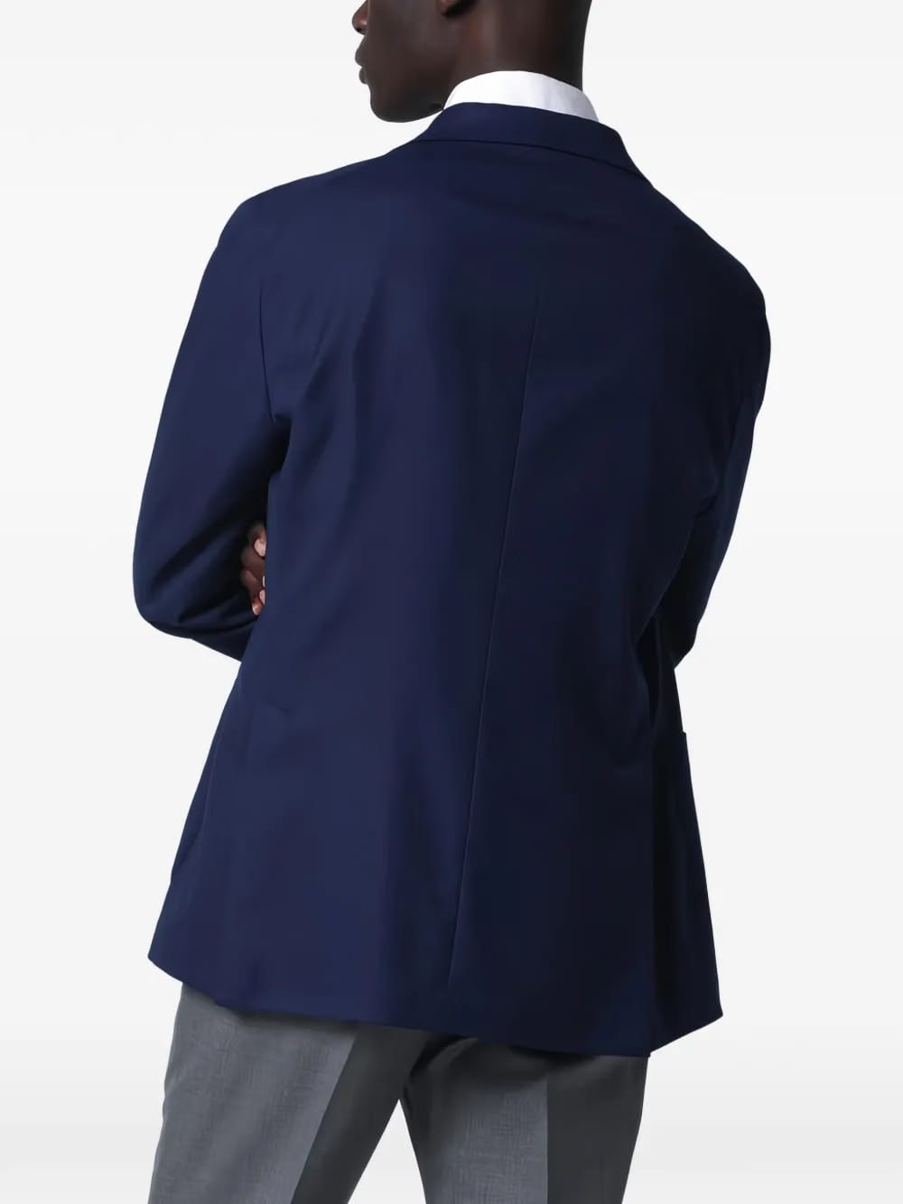 blue single-breasted blazer
