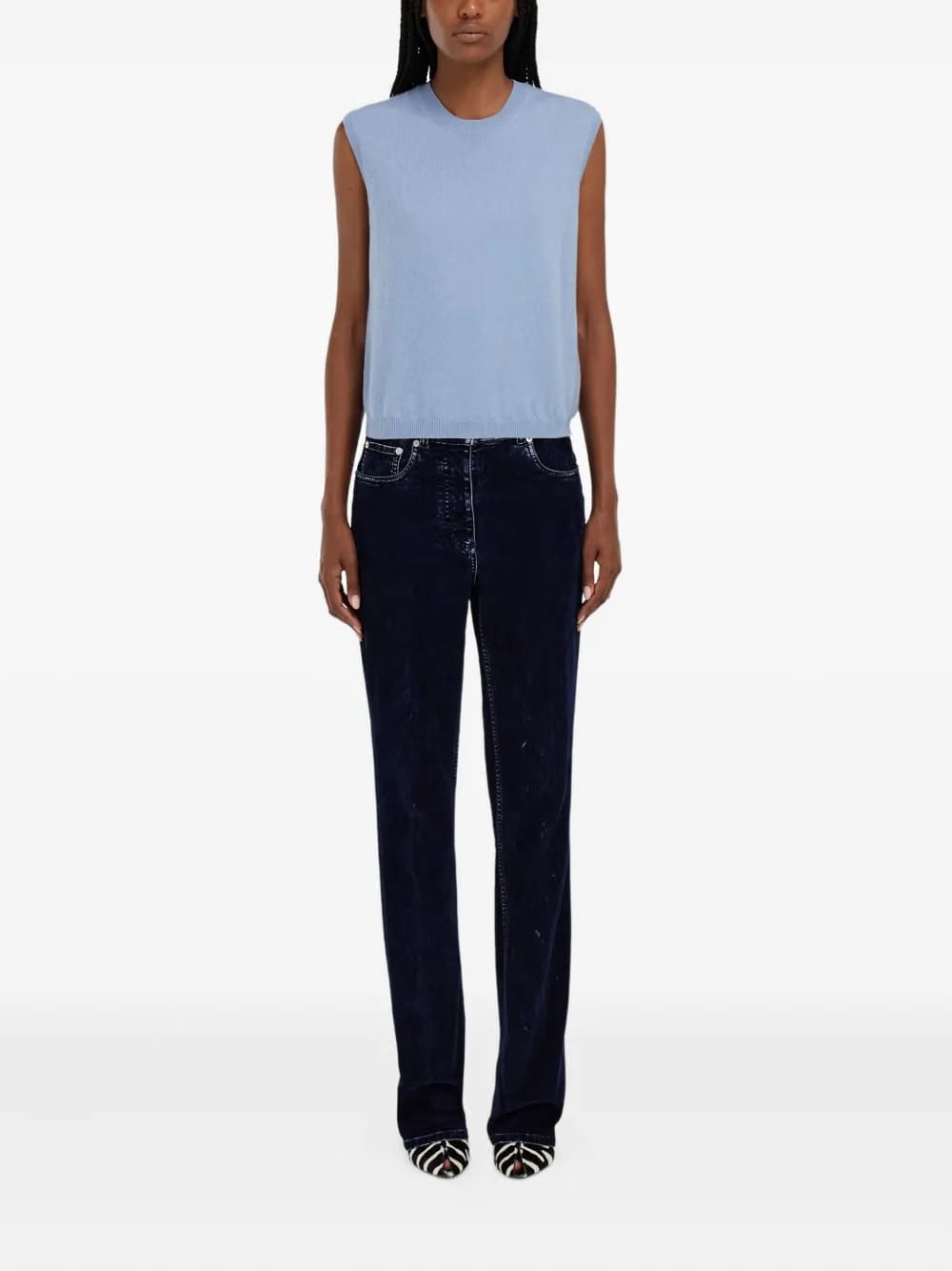 flocked five-pockets trousers