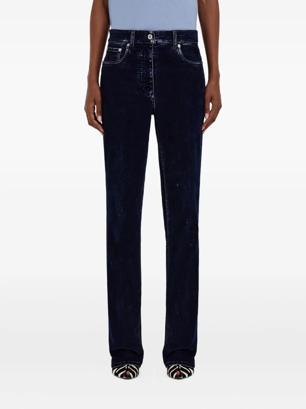 flocked five-pockets trousers