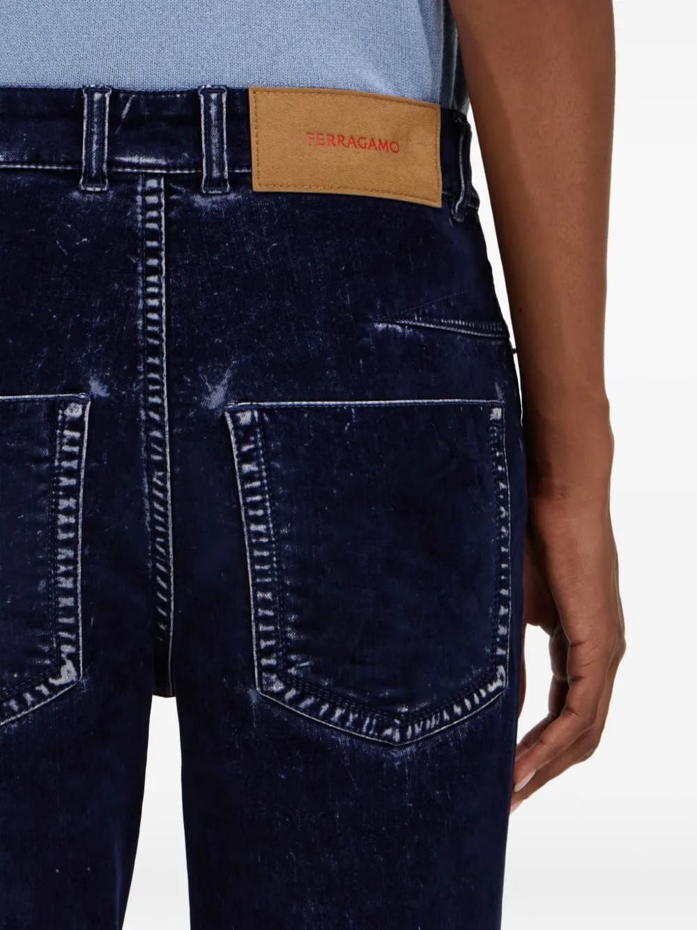 flocked five-pockets trousers