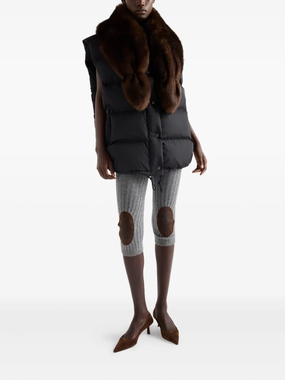 shearling triangle-logo down gilet